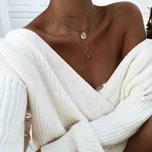 Beautiful white surplice wrap sweater NWT Size XS - Picture 1 of 8